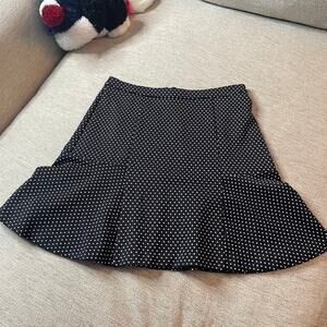 MICHAEL MICHAEL KORS Polka Dot 2 Small Black White Gold Zip Back Trumpet Skirt